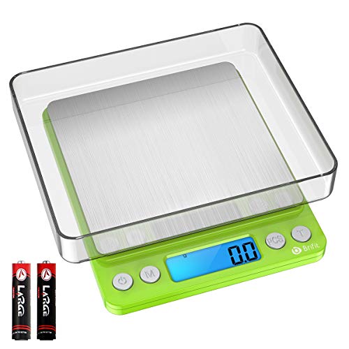 Digital Scale, 3000g, 0.01 Ounces, 0.1 Grams Accuracy Mini Kitchen Food Scale with 2 Trays, Pocket Scale for Jewelry, Coffee, LCD Display, Tare Function, Stainless Steel - color: Green