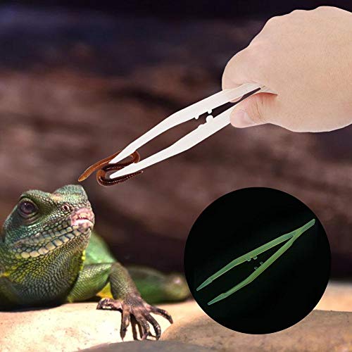 Sheens Reptiles Feeder Tweezers, Plastic Anti-Slip Reptile Feeding Long Tongs Noctilucous Feeding Tool for Scorpion Centipede Tortoise Lizard 18cm