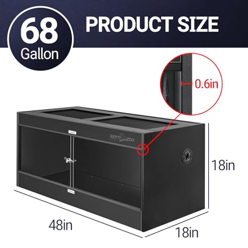 REPTI ZOO 68 Gallon PVC Reptile Terrariums, 48x18x18 Reptile Tanks Enclosure for Bearded Dragon Ball Python Snake Gecko, PVC Reptile Lounge Habitat with Glass Sliding Door & Top Screen Ventilation - style: 48x18x18"