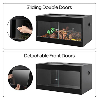 50 Gallon Reptile Enclosure, 36" x 18" x 18" Wooden Reptile Terrarium with Double Hinge Sliding Doors & Top Screen Ventilation, Better Heat Preservation, Suitable for Bearded Dragon Gecko Ball Python