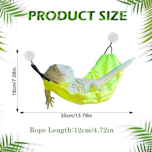 Reptile Hammock Bearded Dragon Lizard Lounger with Suction Cups Bearded Dragon Tank Accessories for Reptology Lizard, Geckos, Snakes, Lguana Reptiles - color: Fluorescent yellow
