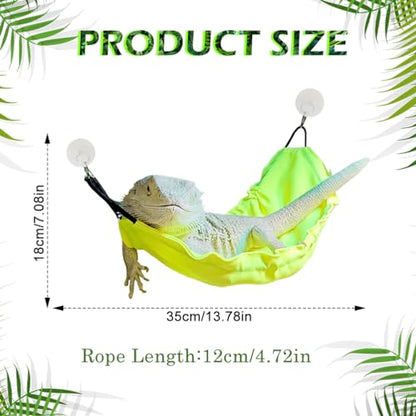 Reptile Hammock Bearded Dragon Lizard Lounger with Suction Cups Bearded Dragon Tank Accessories for Reptology Lizard, Geckos, Snakes, Lguana Reptiles - color: Fluorescent yellow