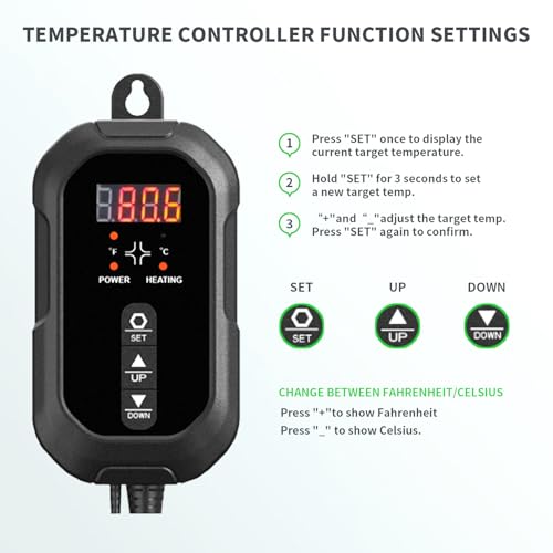 20"x20" Durable Seedling Heat Mat with Thermostat Controller | Durable Waterproof Hydroponic Heating Pad with ETL Certified for Indoor Plant Gardening and Cutting, Brewing and Greenhouse - style: 20"x20" Heat Mat with Digital Thermostat