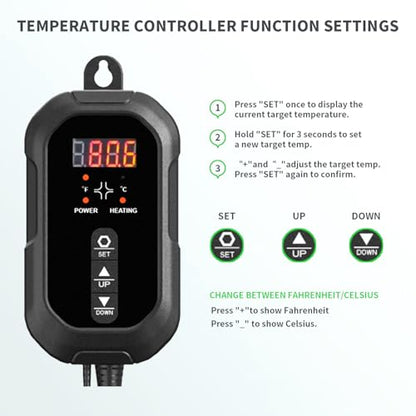 20"x20" Durable Seedling Heat Mat with Thermostat Controller | Durable Waterproof Hydroponic Heating Pad with ETL Certified for Indoor Plant Gardening and Cutting, Brewing and Greenhouse - style: 20"x20" Heat Mat with Digital Thermostat