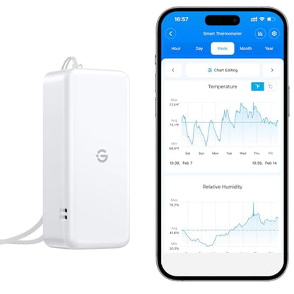 GoveeLife H5110 Bluetooth Hygrometer Thermometer, Mini Sensor | Temperature and humidity monitor with APP alert, 262ft range, 2yr data, 2yr battery, indoor for wine cellar/bedroom/basement - style: 1 Sensor