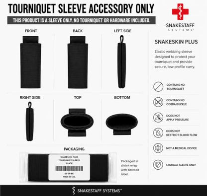 Snakestaff Systems Tourniquet Sleeve – Made in The USA | EDC Tourniquet Holder Pouch | Tactical TQ Holster Case for Duty Belt | Snakeskin Plus - color: Black, size: Regular (1")