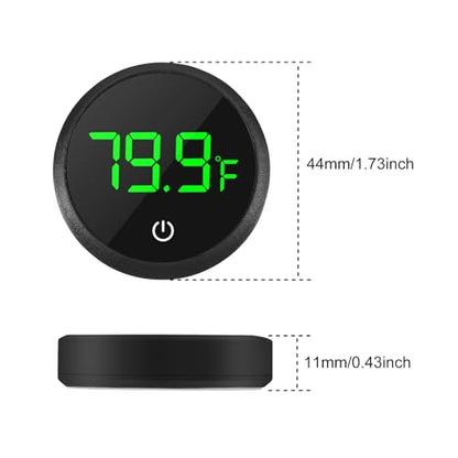 2Pcs Digital Aquarium Thermometer Fish Tank Digital LED Display Thermometer Fahrenheit Aquarium Temperature Sensor with LED Touch Screen for Aquarium Glass Containers Plant Reptile Turtle Tank-Black - color: 2pcs round-black
