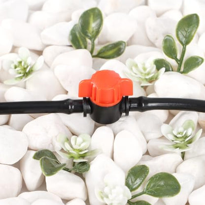 RedChili 25 Pack 1/4" Drip Irrigation Shut Off Valves, in-Line Barbed Ball Valve for 1/4 Inch Drip Irrigation Tubing Anti-Drop Drip Line Water Flow Control Valve Parts for Garden Irrigation System - size: 1/4" Shutoff Valve-50P