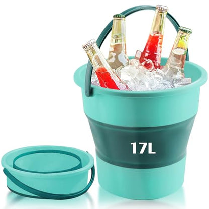 Collapsible Bucket 4.5 Gallon/17L Large Plastic Household Cleaning Mop Buckets Foldable Water Bucket for Car Wash Fishing Camping Beach (Green-Large) - color: Green-large