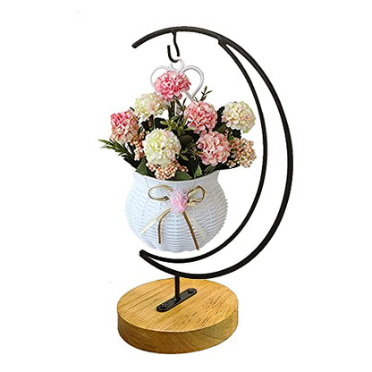 YY YEARCHY Ornament Display Stand Holder Home Wedding Decoration Rack for Hanging Glass Globe Air Plant Flower Pot Stand Iron Pot Hook Stand Terrarium Witch Ball (1, 11"*4.6") - size: 11"*4.6"