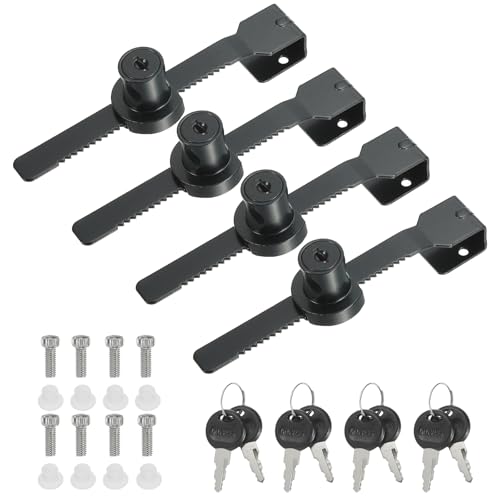 PATIKIL Sliding Glass Cabinet Lock, 4Pcs Keyed Different Zinc Alloy Single Swing Showcase Lock No Drill Glass Door Lock for 8mm Glass Door, Black - style: Keyed Different