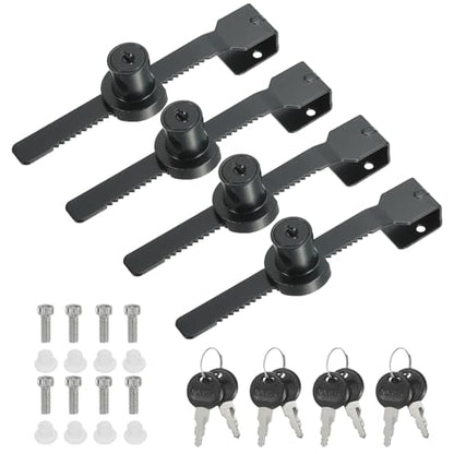 PATIKIL Sliding Glass Cabinet Lock, 4Pcs Keyed Different Zinc Alloy Single Swing Showcase Lock No Drill Glass Door Lock for 8mm Glass Door, Black - style: Keyed Different
