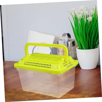 Portable Fish Tank 5.1X3.5X5.1 Inch - Handheld Aquarium Transparent Turtle Box - Plastic Pet Hamster Carrier Travel Reptile Terrarium Random Color