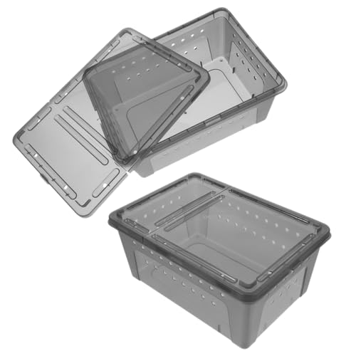 BESPORTBLE 2pcs Creative Reptile Feeding Box Breathable Bin for Snakes Geckos Crickets Enclosure for Reptiles Secure and Fade Resistant Habitat Container
