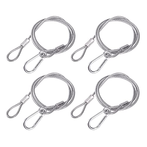 (Pack of 4) Clamp Hook Safety Rope Hanging Device, Hang on Truss, Used for Moving Head Beam, Led Par Light Stage Lighting Accessories (4mm 85cm 25kg) - size: 4P 4mm/0.157"-85cm/33.46"