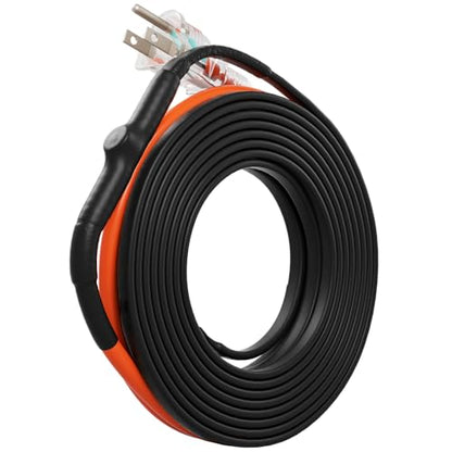 VEVOR Self-Regulating Pipe Heating Cable, 12FT 5W/FT Heat Tape for Pipes Freeze Protection, Water Pipe Heat Cable with Built-in Thermostat Protects PVC Hose, Metal and Plastic Pipe from Freezing - size: 12 Feet