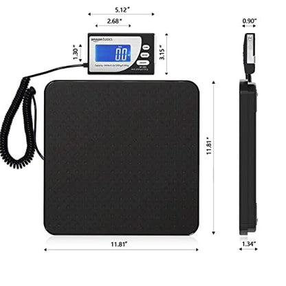 Amazon Basics Digital Shipping Postal Scale with Tare Function, Heavy Duty Weighing Platform, 660 lb Capacity, 1 Ounce Readability, Portable, Black - size: 660 lb