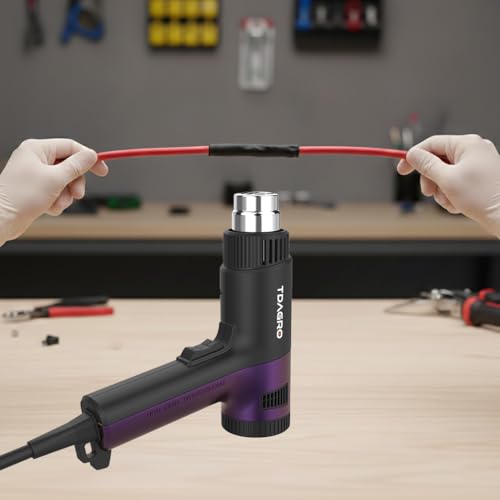 1800W Heat Gun (122℉-1202℉) with 4 Nozzles & Temp Control | Hot air tool with 2 fan speeds & built-in overload protection for safe, precise vinyl wrapping, resin DIY & shrink tubing.