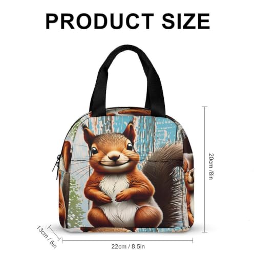 Spring Summer Squirrel Lunch Bag for Women Men | Insulated Lunch Box Leakproof Food Meal Containers Reusable Foldable 6L Capacity Lunch Tote Bags for Work Picnic Travel - color: style-9