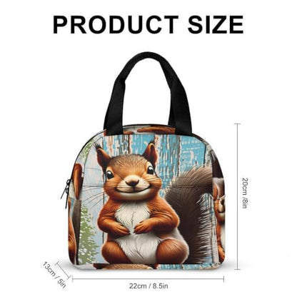 Spring Summer Squirrel Lunch Bag for Women Men | Insulated Lunch Box Leakproof Food Meal Containers Reusable Foldable 6L Capacity Lunch Tote Bags for Work Picnic Travel - color: style-9