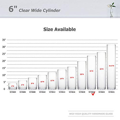WGV Cylinder Vase, Width 6", Height 24", Clear Tall Glass Container Terrarium Candle Holder for Wedding Centerpiece, Party Event, Home Office Decor, 1 Piece - size: 6"x24"H