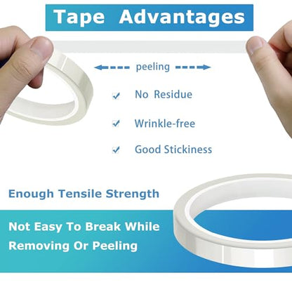 High Temperature Tape Heat Tape Heat Resistant Tape Heat Transfer Tape Heat Tape for Sublimation No Residue 10mm X 33m 108ft (Transparent-6 Roll) - color: Transparent-6 Roll