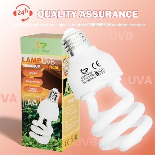 UVB Light for Reptiles 15.0: 15W Intense Desert UVA UVB Bulb for Reptiles - Reptile UVB Light Terrarium Compact Fluorescent Lamp- UVB Light for Reptile and Amphibian with A Free UV Sensor Card - size: 5.5INCH-15.0