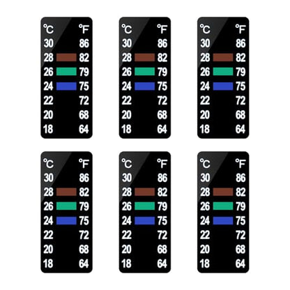 AQUANEAT 6 PCS Aquarium Thermometer Strips, Fish Tank Thermometer Sticker, Terrarium Water Temperature Test (1.58" x 0.67") - size: 1.58" x 0.67"