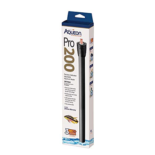 Aqueon Pro 200 Submersible Fish Tank Heater, 200 Watts | 200 watt aquarium heater, adjustable 68 to 88°F, auto shut-off, for fresh and saltwater aquariums - size: 200 Watts
