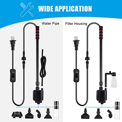 AQQA Aquarium Gravel Cleaner, 6-in-1 Fish Tanks Gravel Vacuum Cleaner Set | Remove Dirt, Change Water, Wash Sand, Water Shower, Water Circulation (20W, 320GPH)