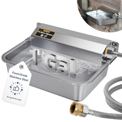 1Gal/3.8L Automatic Water Dispenser for Dogs, Patented Automatic Dog Water Bowl Dispenser, Stainless Steel Water Bowl for Livestock Chicken, Outdoor Dog Water Feeder Fit 3/4'' GHT Faucet - color: SS-sliver