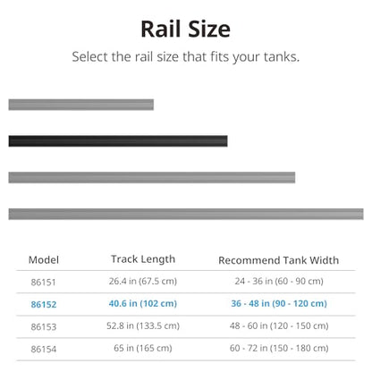 NICREW Multi-Light HyperReef Mount System Sliding Rail, Ideal for 36-48'' Tanks - size: 40.6''