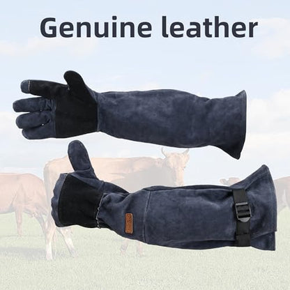 Animal Handling Gloves Bite Proof,23.6inch(60cm) Thickened Leather Bite-Resistant Protective Gloves for Cat Dog Bird Falcon Livestock Snake,Pet Reptile Care Gear