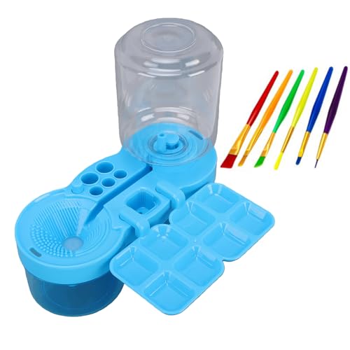 Paint Brush Cleaner, Dual Tank Art Rinsing System with Brush Holder, ABS Plastic, 400ml Clean Water Tank, for Acrylic Watercolor Artists Students Classroom Studio, Blue