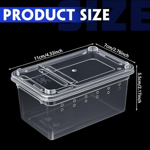 Irenare 8 Pcs Reptile Breeding Box Plastic Spider Terrarium Tarantula Feeding Box for Bearded Dragon Lizard Spider Gecko Scorpion(Vent Holes,Clear,4.33 x 2.76 x 2.95 Inch) - color: Clear, size: 4.33 x 2.76 x 2.95 Inch, style: Vent Holes