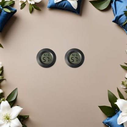 SECFOU 7pcs Mini Digital Thermometer Hygrometer for Terrarium, Compact Portable Plastic Temperature and Humidity Gauge for Indoor Home Use