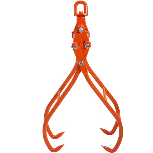 VEVOR Timber Claw Hook, 28 inch 4 Claw Log Grapple Logging Tongs, Swivel Steel Log Lifting Tongs 31" Max Opening, Eagle Claws with 2205LBS/1000kg Loading Capacity for Tractors, ATVs, Trucks, Forklifts - style: 28in-Swivel
