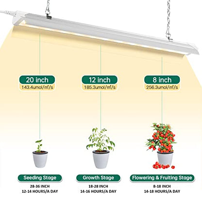 SZHLUX Grow Light 4FT 140W (2×70W, 800W Equivalent) Super Bright Full Spectrum Sunlight Plant Light, LED Grow Light Strips, Linkable Growing Lamp for Indoor Plants - size: 4ft