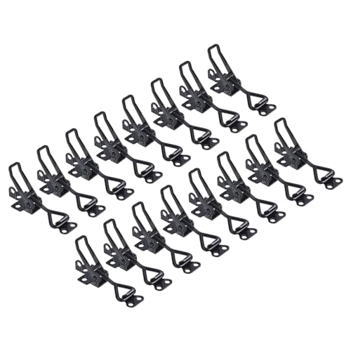 uxcell 16 Pack Adjustable Toggle Clamp, Metal Pull Latch Clamp, 4001 Style Quick Release Pull Latch Toggle Clamp, for Cabinet Trunk Chests, Black Not Included Screw - color: Black