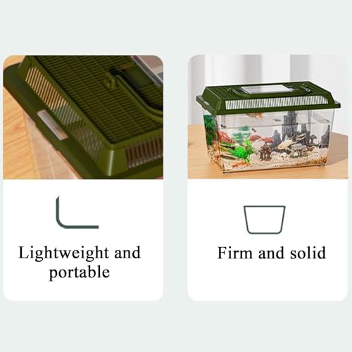 Reptile Terrarium, Reptile Feeding Box Snake Breeding Tank, Terrarium Hatching Carrier, Portable Habitat Feeding Box with Handle, for Pet Gecko Frog Snail Spide Lizard Scorpion Mantis Geckos