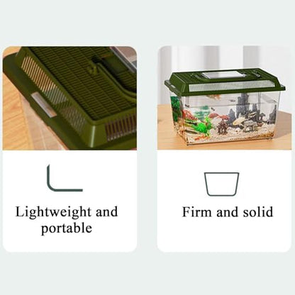 Reptile Terrarium, Reptile Feeding Box Snake Breeding Tank, Terrarium Hatching Carrier, Portable Habitat Feeding Box with Handle, for Pet Gecko Frog Snail Spide Lizard Scorpion Mantis Geckos