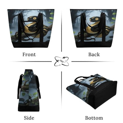 Black Snake Insulated Cooler Bag Reusable Grocery Tote Bags Transport Large Lunch Purser for Work Picnic Hiking