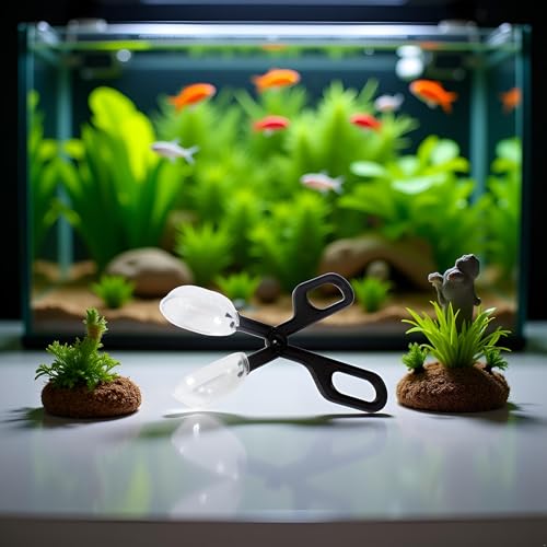 Black Reptiles Feeding Scooper Poop Cleaning Clamp Spoon-shaped Tips Feeder Tweezers Aquarium Tank and Terrarium Cleaning Tool,For Snakes Lizard Tarantulas Reptile Supplies Reptiles and Amphibians