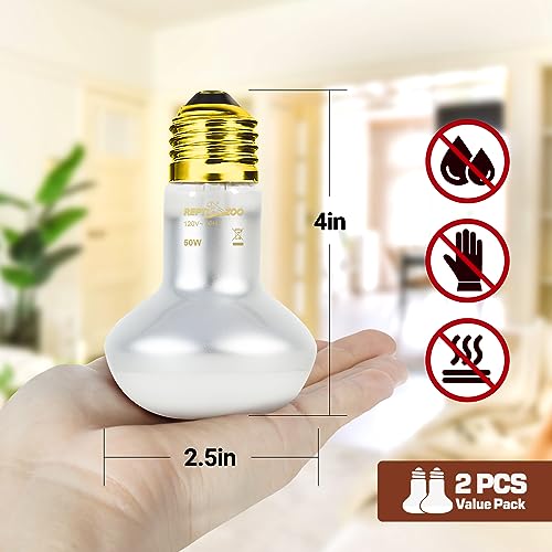 REPTI ZOO 50W Reptile Heat Lamp Bulb,2 Pack Intense Spot Basking Light,UVA Daylight Heating Lamp Bulb for Reptile & Amphibians & Chicken Brooder,Bearded Dragon, Lizard, Tortoise - style: 50W/Daylight