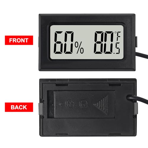 3Pcs Mini Digital Thermometer Hygrometer with Probe Electronic Temperature Humidity Gauge Meters Indoor LCD Display Fahrenheit for Humidors,Greenhouse,Garden,Incubator Reptile Terrarium