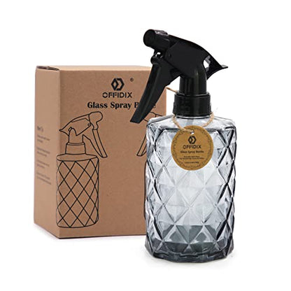 Glass Spray Bottle,Plant Mister, 0.35L/11.8oz Pressure Watering Can with Adjustable Nozzle Watering Handheld Bottles for Garden Plants Cleaning Solutions(Gray - color: Rhombus Gray