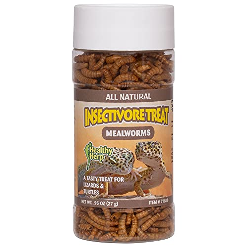 Healthy Herp Insectivore Reptile Treat Mealworms - 0.95 oz (27g) | All Natural, Nutritious Turtle Food, Bearded Dragon Tank Accessories - for Bearded Dragons, Box Turtles, Aquatic Turtles