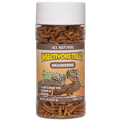 Healthy Herp Insectivore Reptile Treat Mealworms - 0.95 oz (27g) | All Natural, Nutritious Turtle Food, Bearded Dragon Tank Accessories - for Bearded Dragons, Box Turtles, Aquatic Turtles
