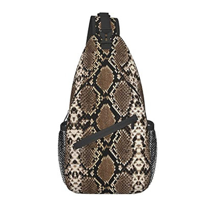 Snake Skin Sling Bag Animal Crossbody Chest Daypack Casual Backpack Women Shoulder Bag For Travel Picnic - color: Snake 03