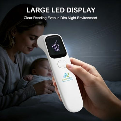 Baby Thermometer No Touch Infrared Forehead | Forehead Thermometer for Babies, Kids and Adults, Fast 1 Second Reading, Quiet Night LED Display, Fever Alert, F/C Switchable - color: Black White